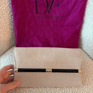 DVF Clutch in Champagne and Black
